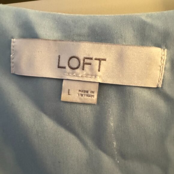 Loft Blue Leopard Print V-Neck swing dress babydoll Size Large - Picture 4 of 5